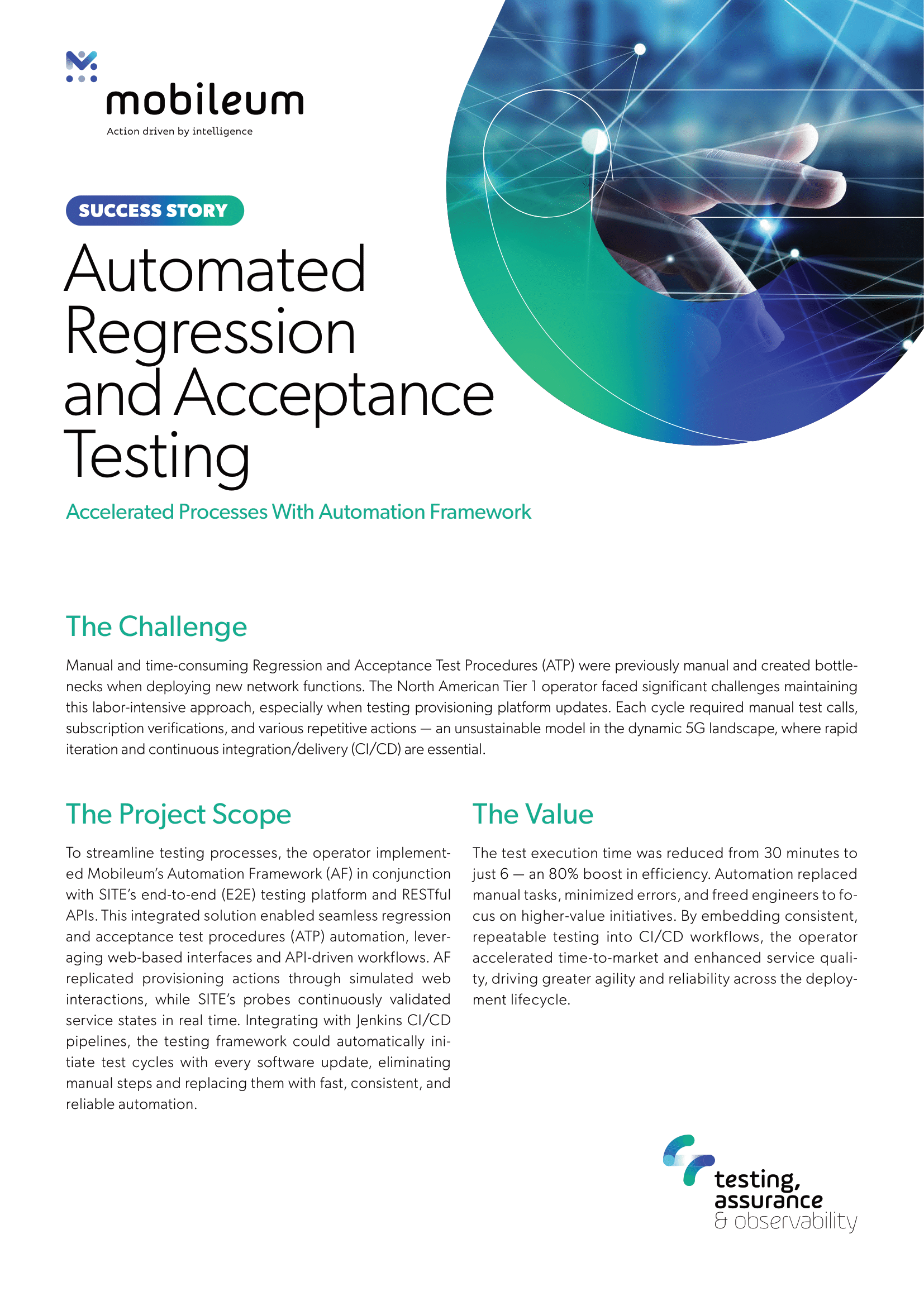 Mobileum Case Study Automated Regression and Acceptance Testing