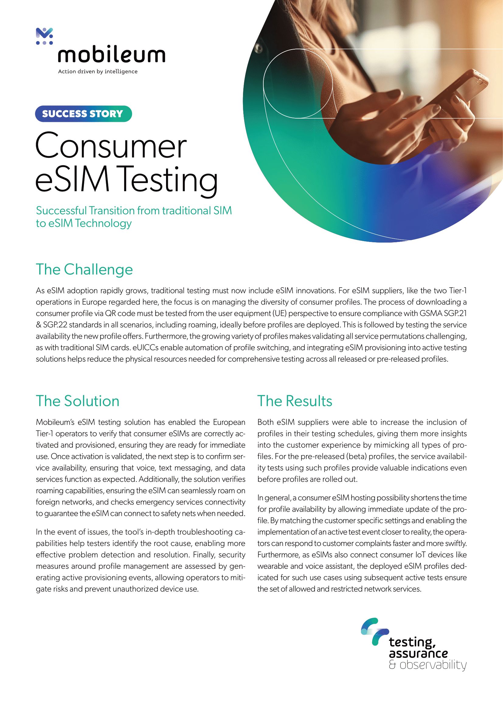 Mobileum Case Study Consumer eSIM Testing